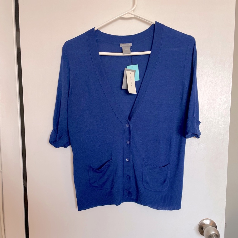 Ann Taylor Lightweight V-Neck Button Sweater - Size M